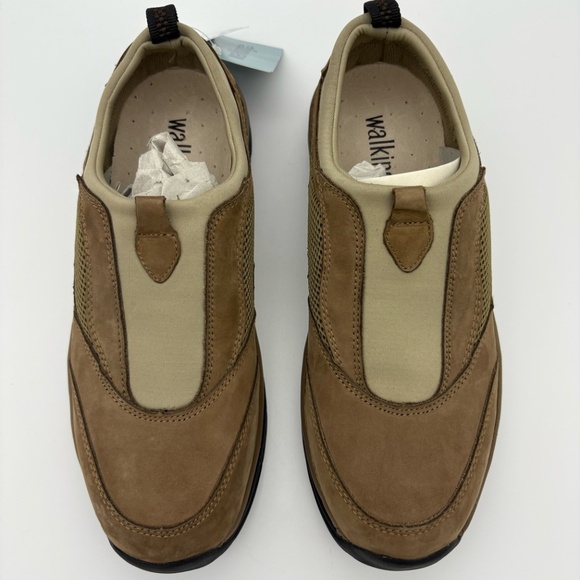 NIB The Walking Company River Taupe Nubuck Leather Slide On Walking Shoes - Picture 2 of 14